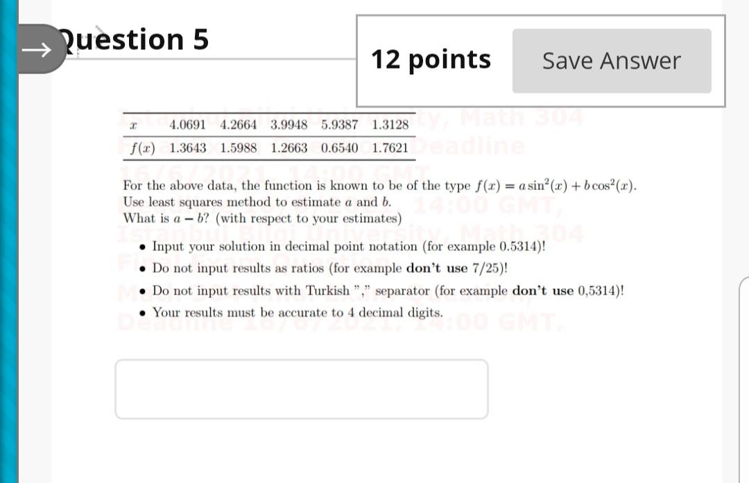Solved → Question 5 12 points Save Answer 4.0691 4.2664 | Chegg.com