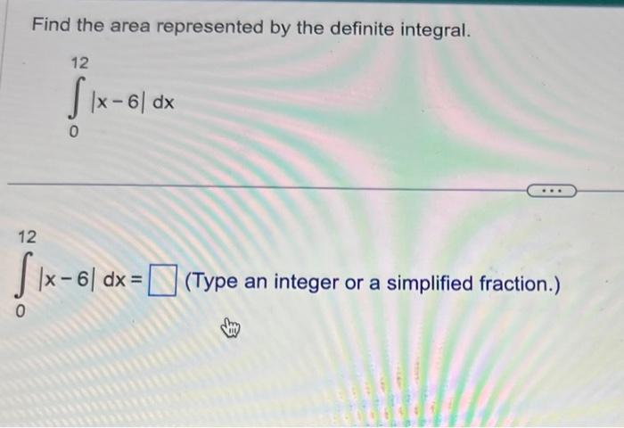 Find the area represented by the definite integral. | Chegg.com
