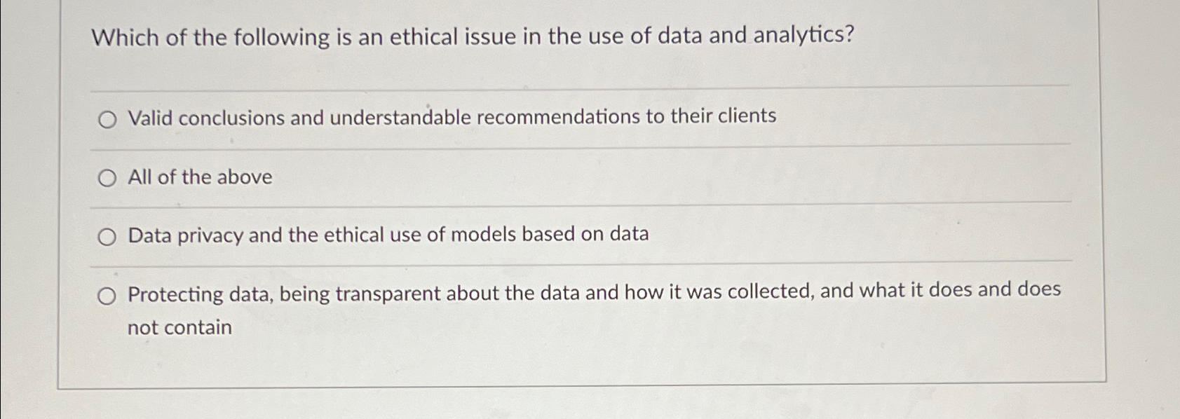 Solved Which of the following is an ethical issue in the use | Chegg.com