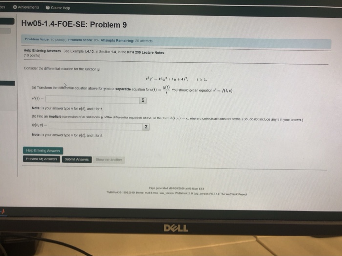 Solved Achievements Course Help Hw05-1.4-FOE-SE: Problem 9 | Chegg.com