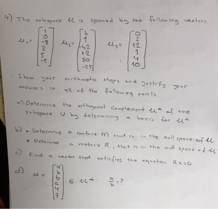 Solved l. = 4) The subspace el is el is sponed by the | Chegg.com