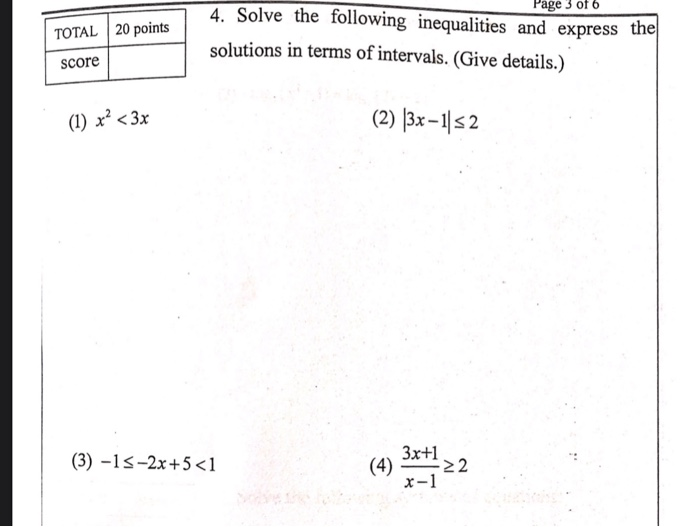 Solved Page 3 of 6 TOTAL 20 points 4. Solve the following | Chegg.com