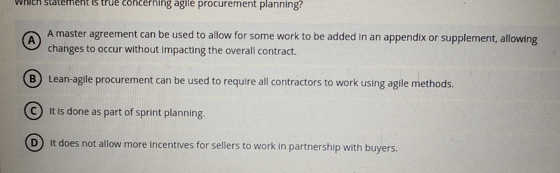 Solved nlch statement iS true concerning agile procurement | Chegg.com