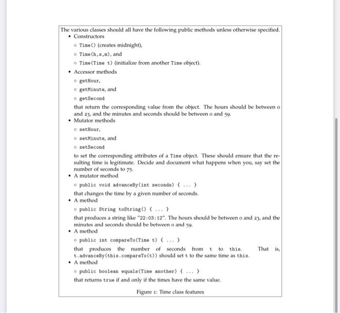 Solved Time Class – version 1 Write a simple Time class with | Chegg.com
