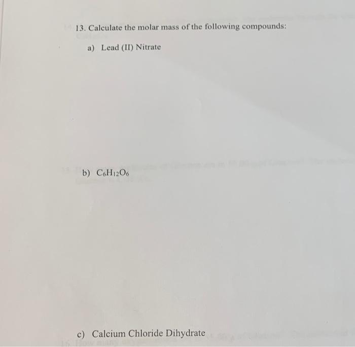 calculate the molar mass of lead ii nitrate