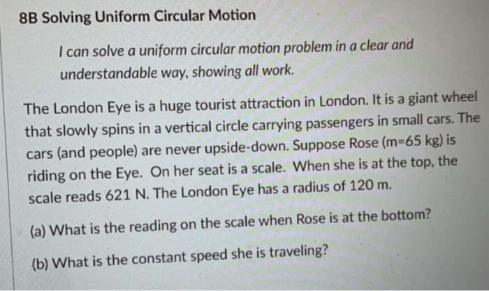 problem solving uniform circular motion