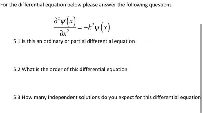 Solved For The Differential Equation Below Please Answer The | Chegg.com