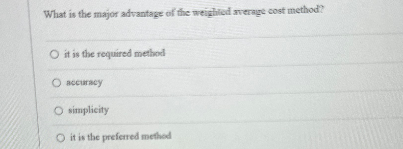 Solved What is the major advantage of the weighted average | Chegg.com