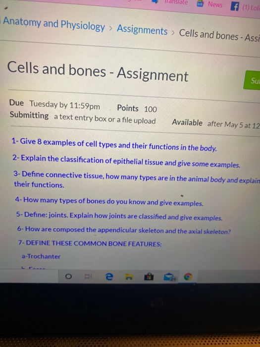 Solved Anslate News F (1) Lol Anatomy And Physiology > | Chegg.com