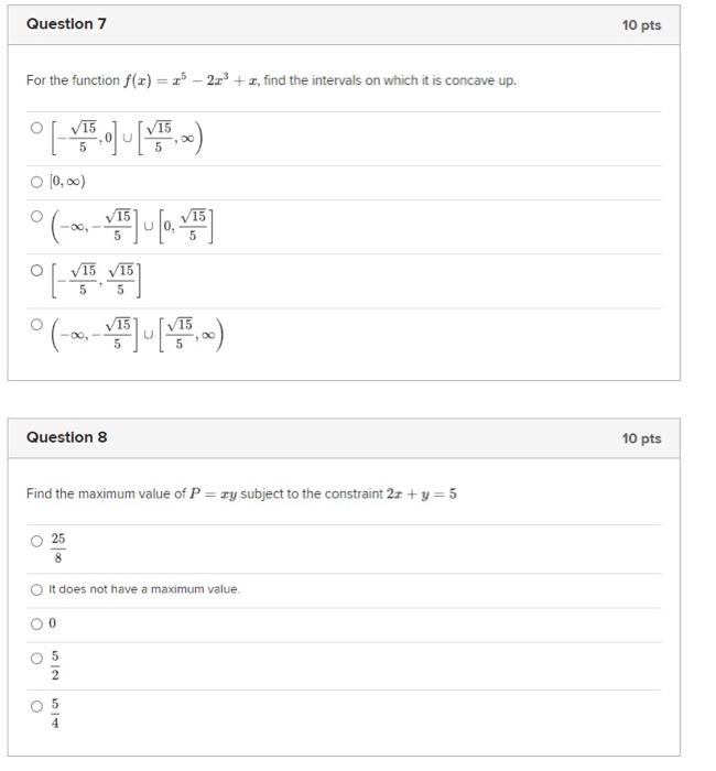 Solved For The Function F X X5−2x3 X Find The Intervals On