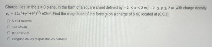 Solved Charge lies in the z = 0 plane, in the form of a | Chegg.com