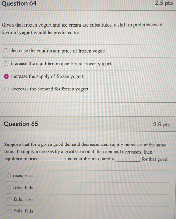Solved Question 55 2.5 pts Suppose that for a given good, | Chegg.com