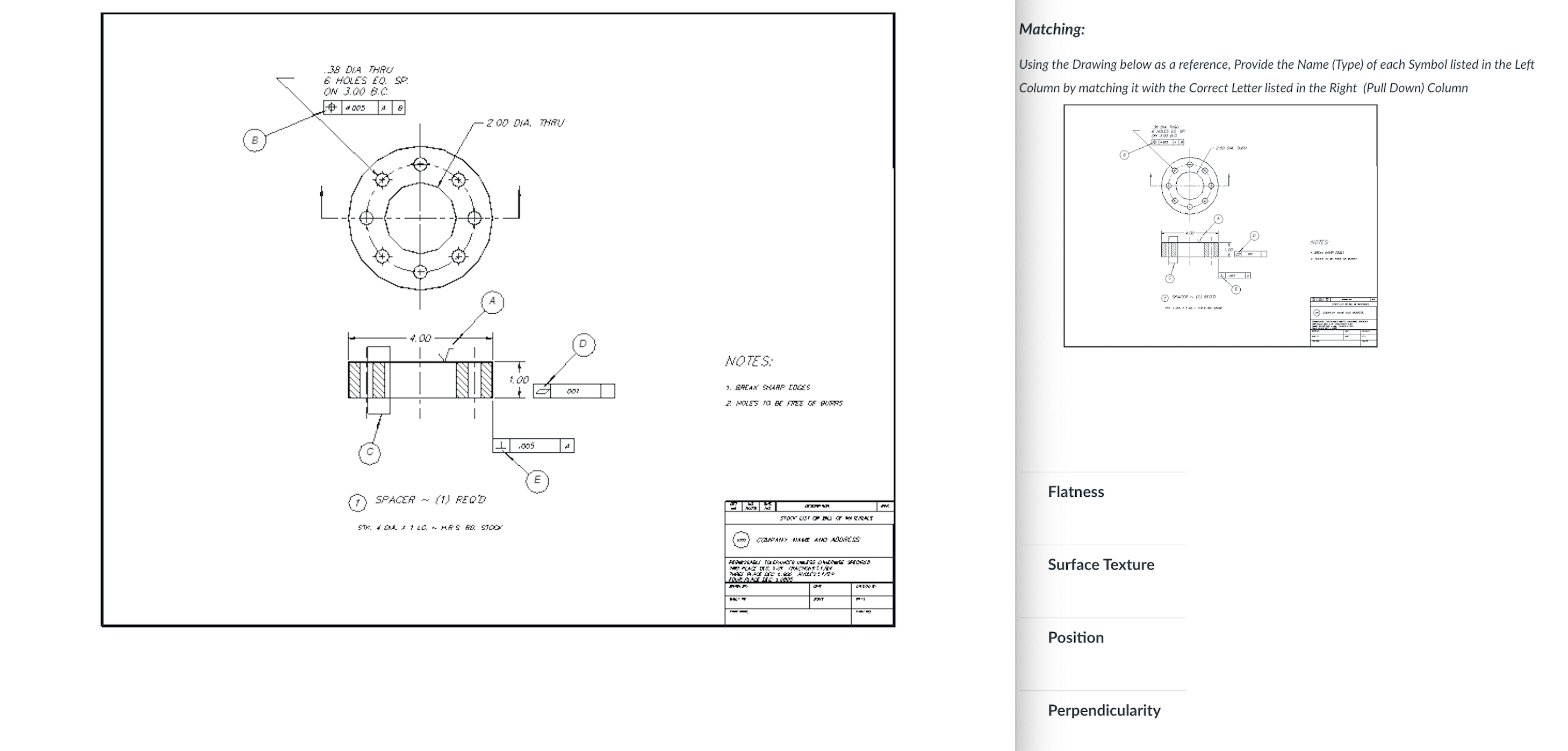 Solved Matching:Using the Drawing below as a reference, | Chegg.com