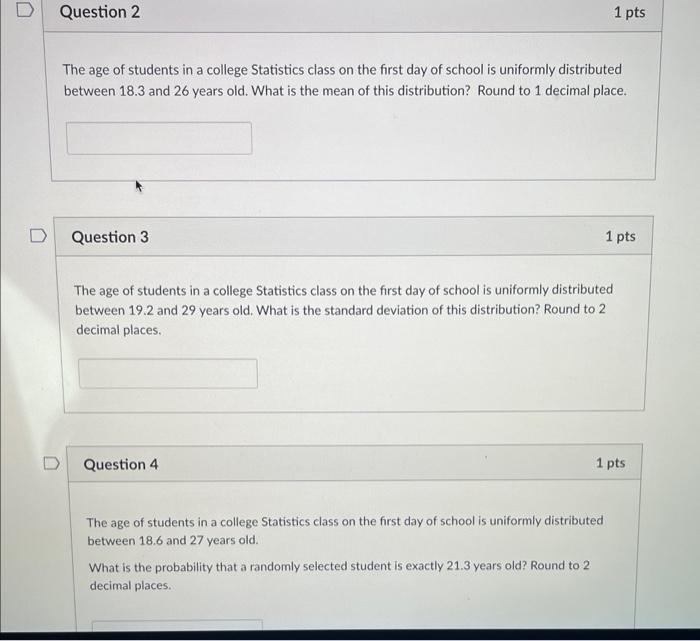 Solved The age of students in a college Statistics class on | Chegg.com