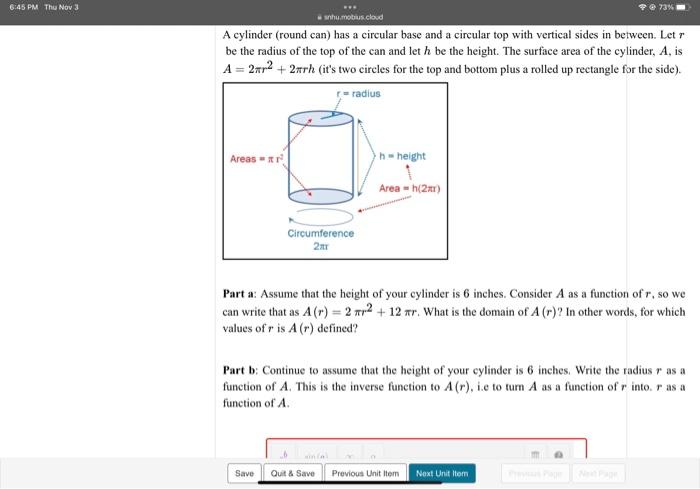 Solved A cylinder (round can) has a circular base and a | Chegg.com