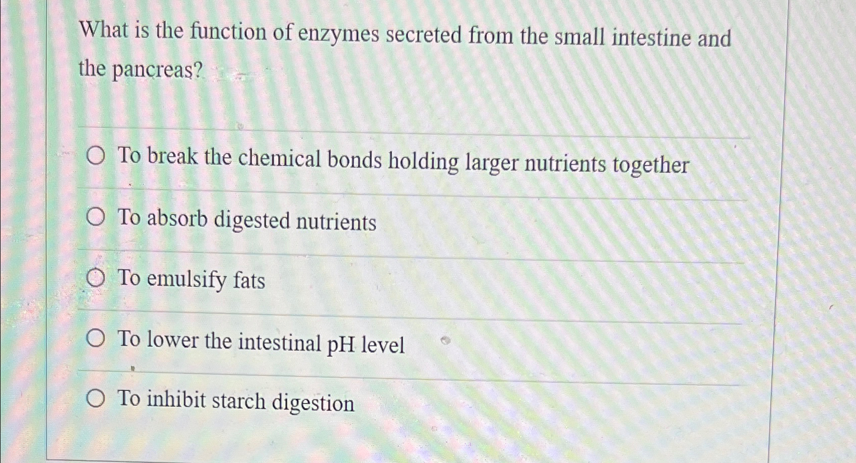 Solved What is the function of enzymes secreted from the | Chegg.com