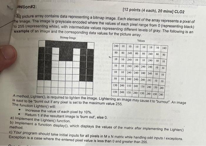 Solved (2t) picture array contains data representing a | Chegg.com