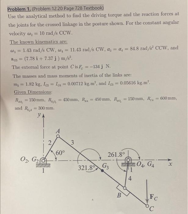 Solved = Problem 1. (Problem 12.20 Page 728 Textbook) Use | Chegg.com