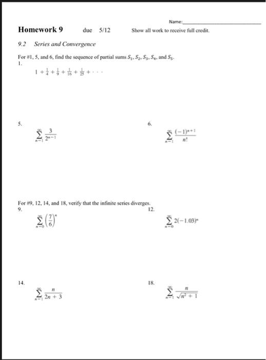 Solved For ∥1,5, and 6 , find the sequence of partial sums | Chegg.com