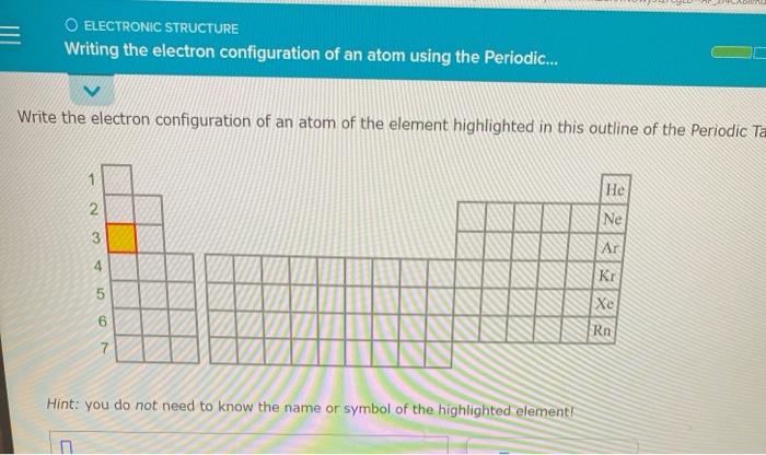 Solved O ELECTRONIC STRUCTURE Writing the electron | Chegg.com