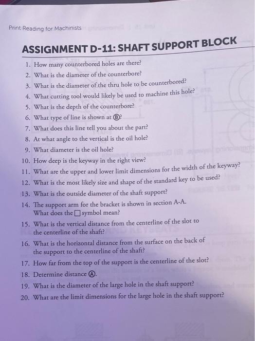 assignment d 11 shaft support block