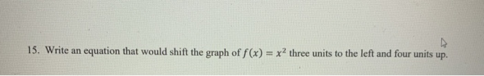 Solved 15. Write an equation that would shift the graph of | Chegg.com