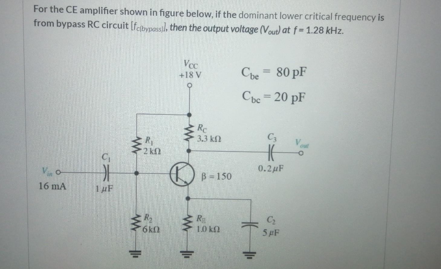 Solved For The CE Amplifier Shown In Figure Below, If The | Chegg.com