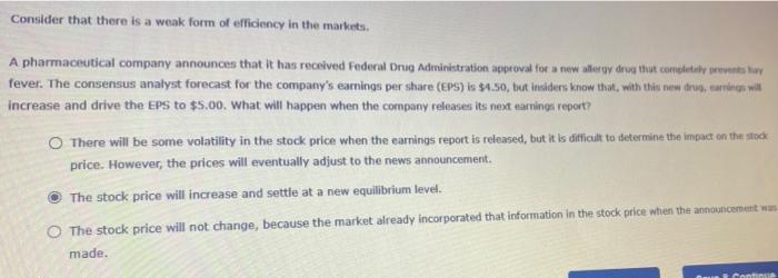 Solved True or False The efficient markets hypothesis