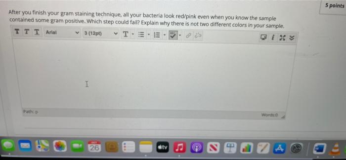 Solved 5 points After you finish your gram staining | Chegg.com