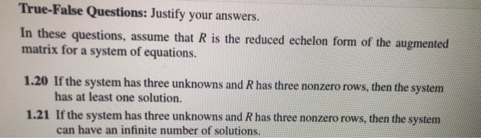 Solved True-False Questions: Justify your answers. In these | Chegg.com