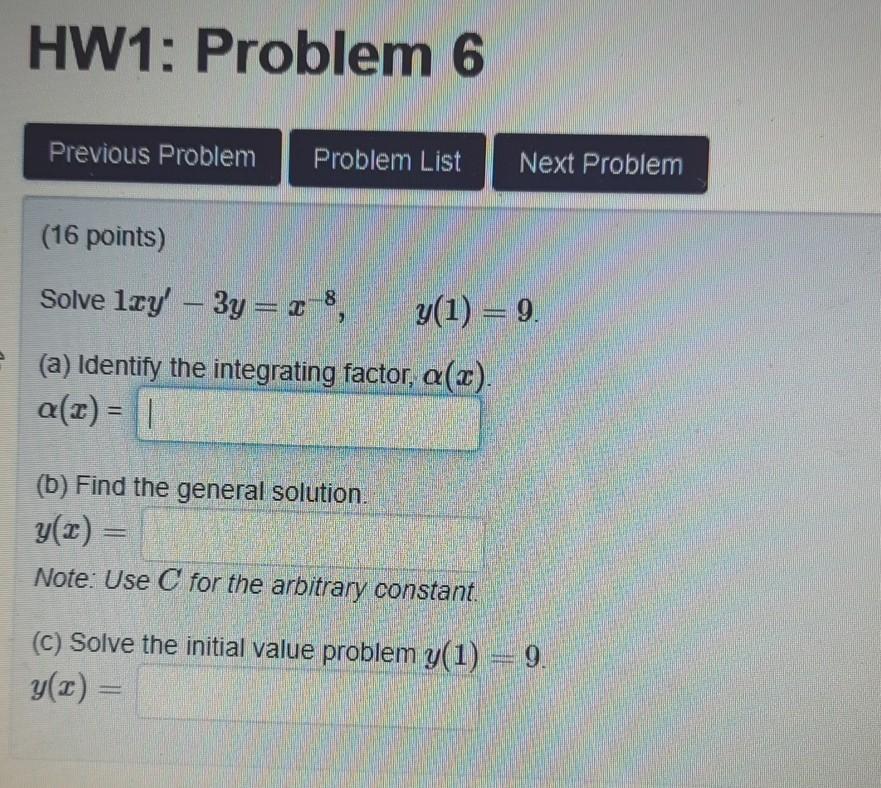 Solved HW1: Problem 5 Previous Problem Problem List Next | Chegg.com