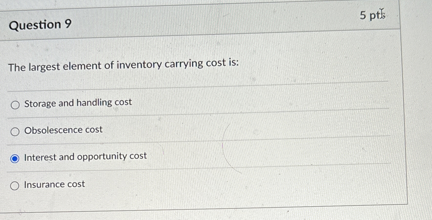 Solved Question 95ptThe largest element of inventory | Chegg.com
