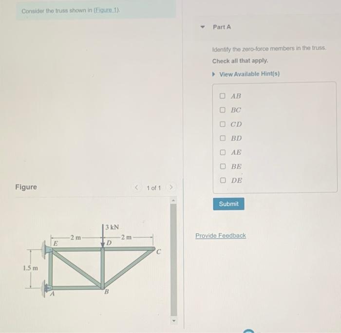 Solved Consider The Truss Shown In Figure 1 Each Bar I 1714x908