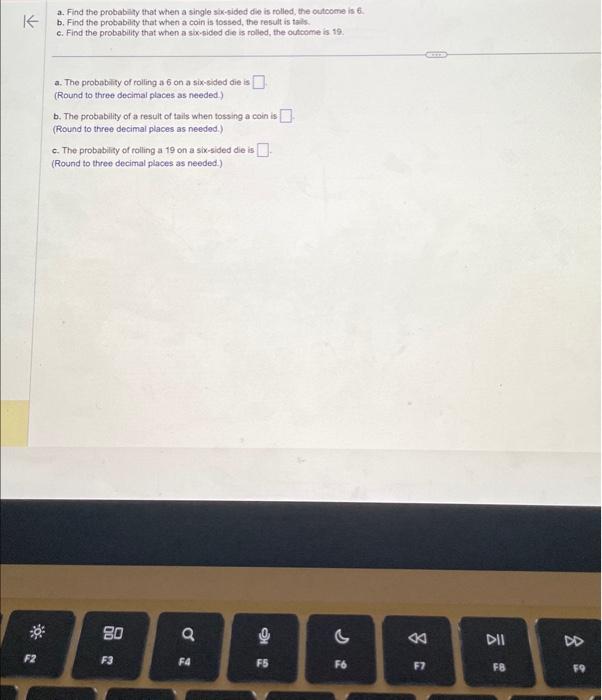 Solved a. Find the probability that when a single six-sided | Chegg.com
