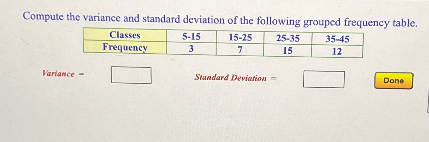 Solved Compute the variance and standard deviation of the | Chegg.com