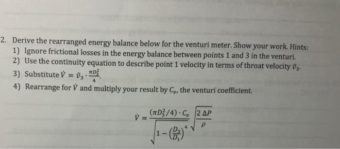 Solved 2. Derive the rearranged energy balance below for the | Chegg.com