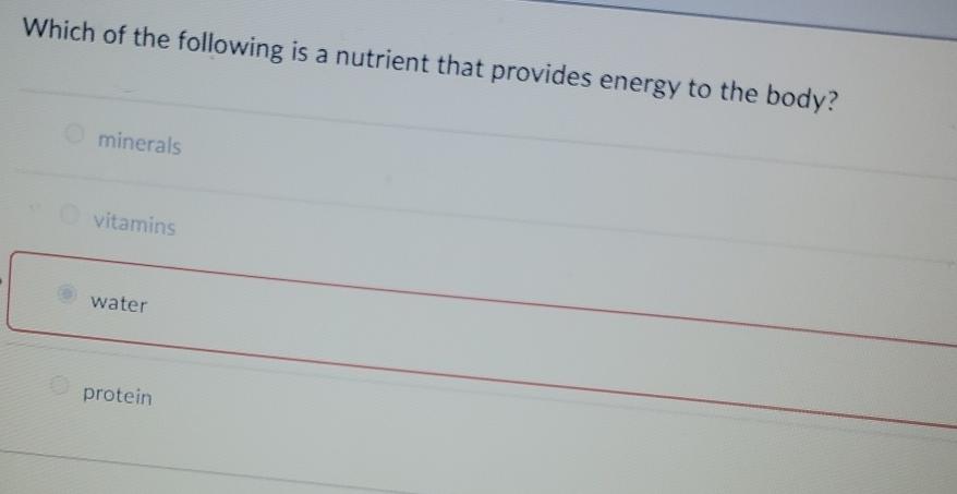 which nutrient is not a source of energy for the body