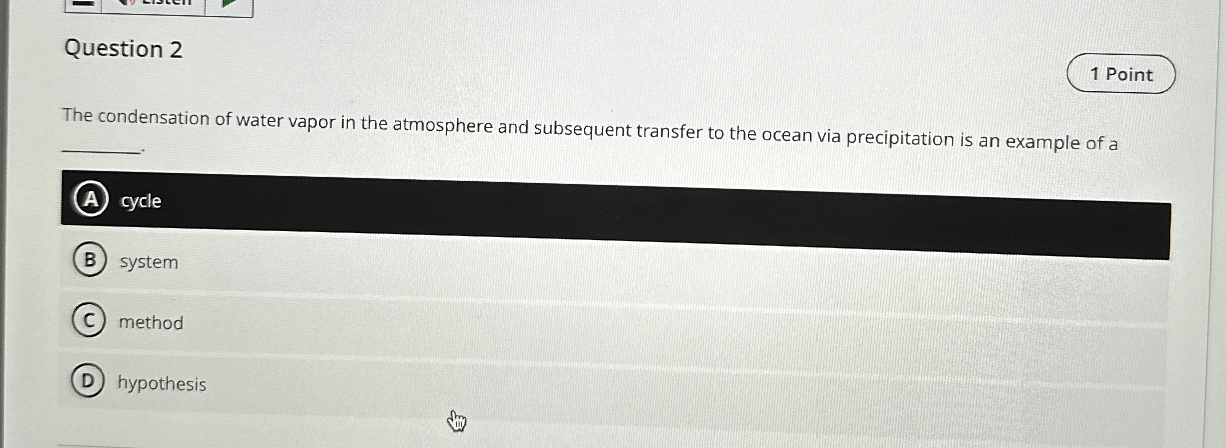 Solved Question 21 ﻿PointThe condensation of water vapor in | Chegg.com
