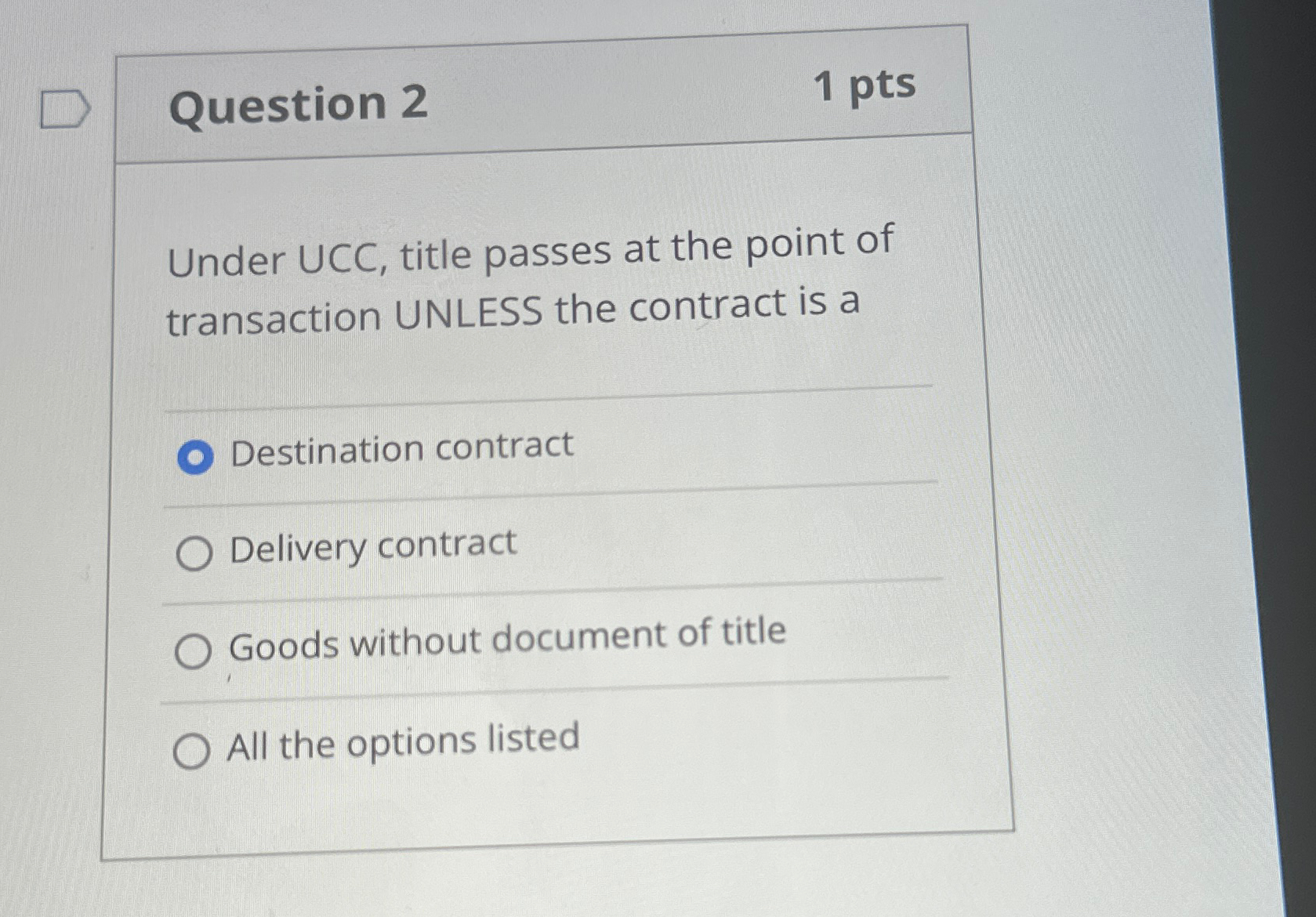 Solved Question 21 ﻿ptsUnder UCC, title passes at the point
