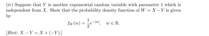 Solved Let X be an exponential random variable with | Chegg.com