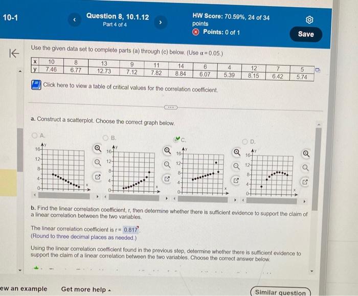 Solved Use the given data set to complete parts (a) through | Chegg.com
