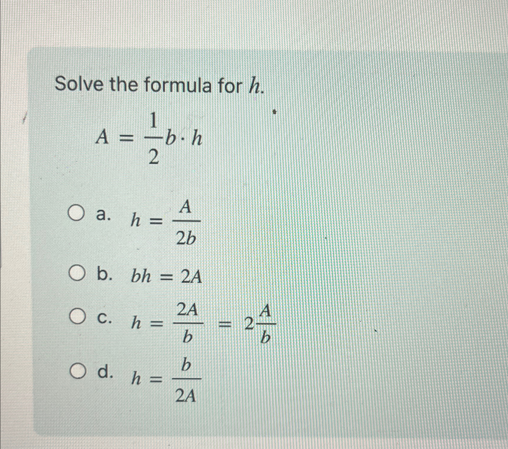 Solved Solve the formula for | Chegg.com