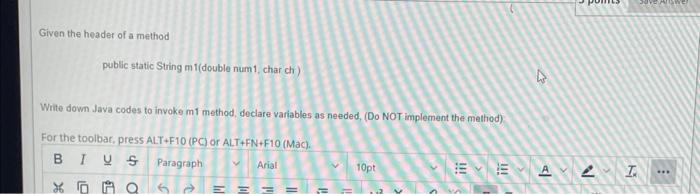 Solved Given the header of a method public static String m1 | Chegg.com