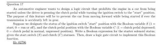 Solved Question 17 An automotive engineer wants to design a | Chegg.com