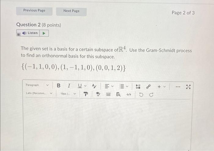Solved Previous Page Next Page Page 2 of 3 Question 2 (8 | Chegg.com