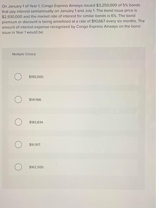Solved On January 1 of Year 1, Congo Express Airways issued