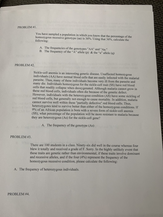 Solved Name: Hardy Weinberg Practice Problems The | Chegg.com