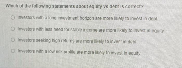 Solved Which Of The Following Statements About Equity Vs | Chegg.com