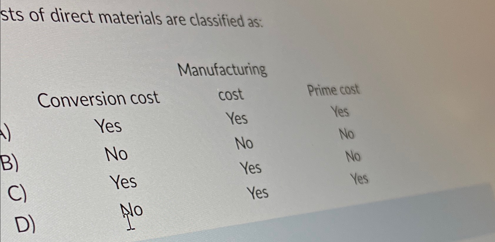 Solved sts of direct materials are classified | Chegg.com