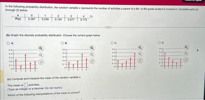 Solved In the following probability distribution, the random | Chegg.com